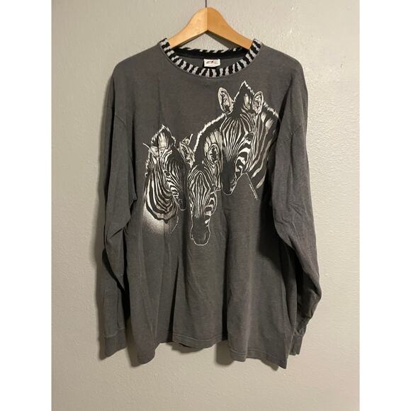 Vintage Harlequin NG Mens T Shirt XL Zebra Graphic Print National Wildlife 1993